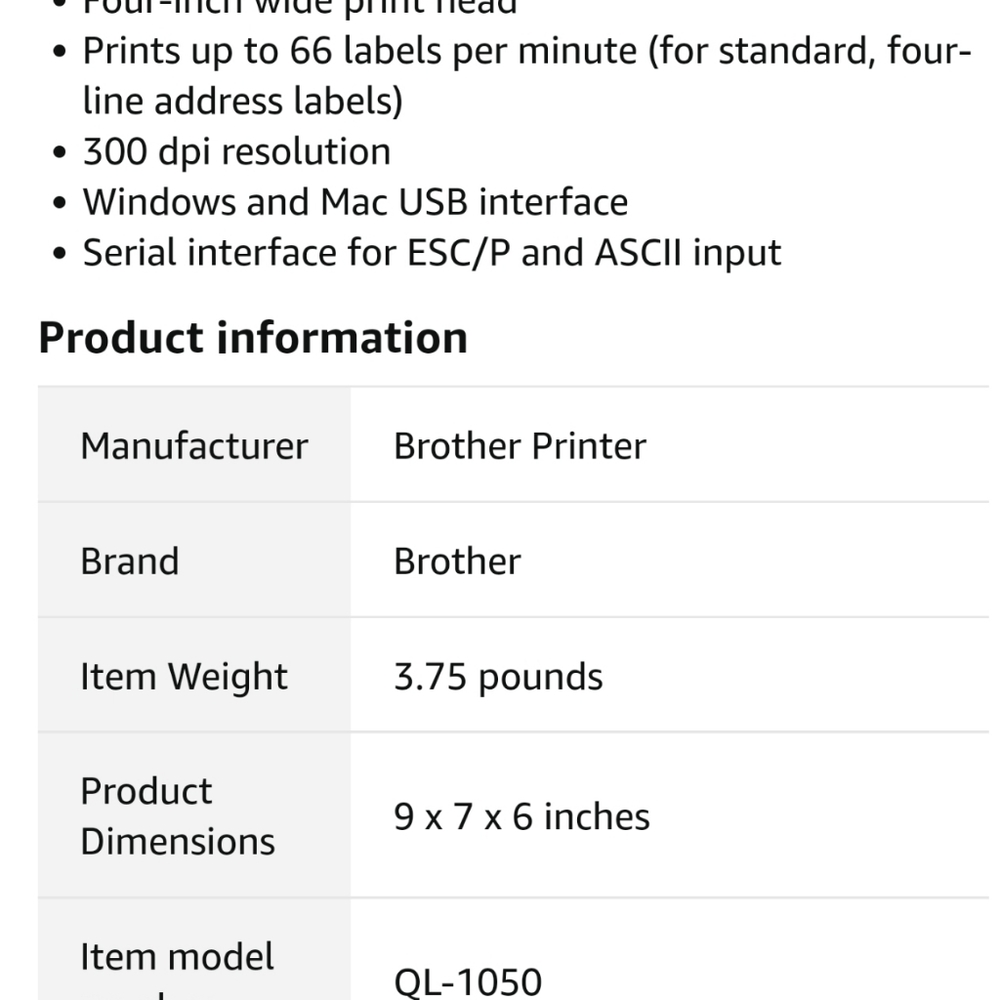 Brother QL-1050 WIDE FORMAT PROFESSIONAL LABEL PRINTER - Picture 13 of 13
